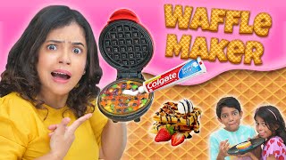 🧇Mini WAFFLE MAKER Experiment 💣  🍕PIZZA  🍜MAGGI  🍭CANDY  Wonder Munna Unplugged [upl. by Tips]