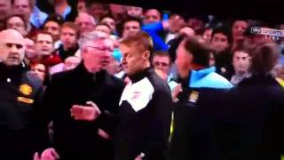 Alex Ferguson v Roberto Mancini Sideline Fight [upl. by Ahsirk]