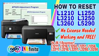 How to Reset EPSON L1210 L1250 L3210 L3250 L3260 L5290 Printer with 14IN1 Resetter  INKfinit [upl. by Vivica887]