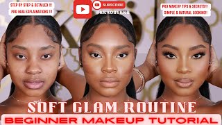 Detailed Soft Glam Makeup Routine for beginners 2024  WOC [upl. by Allenod]