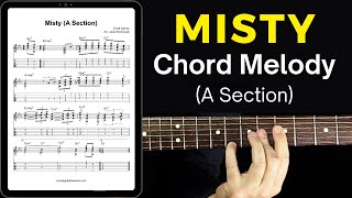 Misty Chord Melody  BEAUTIFUL jazz ballad arrangement for solo guitar with sheet music [upl. by Kimmel]