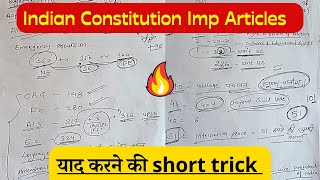 Indian Constitution Articles Short Tricks  कभी नहीं भूलोगे 🔥  Polity [upl. by Fox]