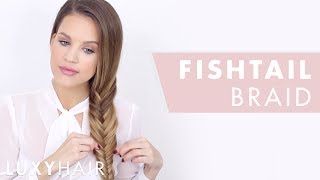 How To Fishtail Braid Hair Tutorial For Beginners  Luxy Hair [upl. by Enitsirk]