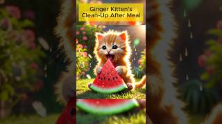 Ginger Kitten’sCleanUp After Meal cat cute kitten funny cutecat funnycats [upl. by Ettennat]