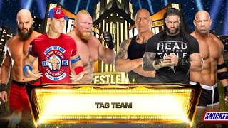 John Cena Braun Strowman amp Brock Lesnar vs Roman Reigns The Rock amp Goldberg  Tag Team Match [upl. by Durning]