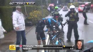 Tour de France 2014  Chris Froome leaving the Tour  CRASH HD [upl. by Colis]