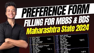 Maharashtra State Preference Form Filling for MBBS amp BDS Govt amp Private NEETUG 2024 Counselling [upl. by Pattison]