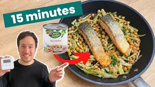 Je cuisine du saumon avec une boîte de pois chiche  Recette express en 15 minutes [upl. by Lefty]