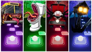 BUS EATER 🆚TOILET MONSTER 🆚 HOUSE HEAD 🆚 ODDBODS  Tiles Hop EDM Rush [upl. by Enyawd]