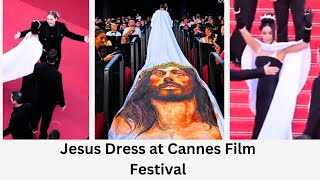 Jesus Dress at the Cannes Film Festival  Massiel Taveras jesusdress massieltaverasjesusdress [upl. by Tessi]