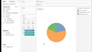 Pie to Sunburst Drilldown on Set Action TableauMiniTutorial [upl. by Dekeles]