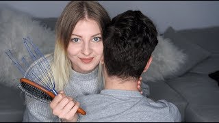 ASMR WITH MY BOYFRIEND PAIN ♡  Head Massage Scratching Brushing and more ♡ [upl. by Satterfield]