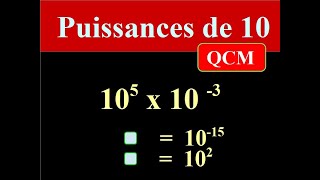 PUISSANCE de 10  QCM  REGLES de CALCUL et ORDRE DE GRANDEUR  Mathématiques 4ème 3ème et SECONDE [upl. by Junna]