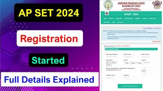 AP SET 2024 Registration Started  AP SET Application form Started 2024  MDE [upl. by Lordan]