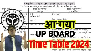 UP Board Exam Time Table 2024 Released by UPMSP UP Board Datesheet 2024 Exam Date 202410th 12th [upl. by Ellerud569]