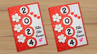 🥂 Tarjeta para año nuevo 2024 🥂 Easy and Beautiful card for New year [upl. by Ojytteb]