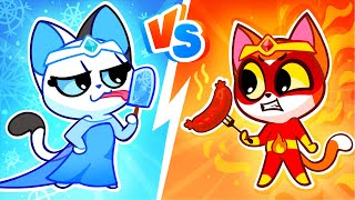 ❄️ Cold Baby VS Hot Baby 🔥 Learning Opposites Challenge with PurrPurr Tails 🐾 [upl. by Karp861]