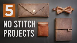 5 EASY Leather Projects for Beginners  FREE patterns [upl. by Adala]