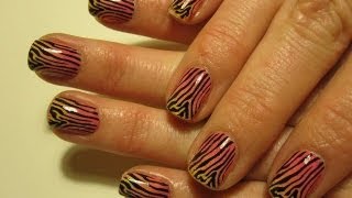 Zeberka na kolorowo  tutorial  colorfull zebra nail art  wzorki na paznokcie [upl. by Eenej]