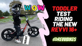 ebike for kids  the new Revvi 16 electric bike test ride for our 3 year old [upl. by Lacym]