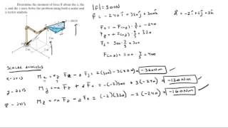 Find the moment about x y and z axes using scalar and vector analysis [upl. by Arturo]