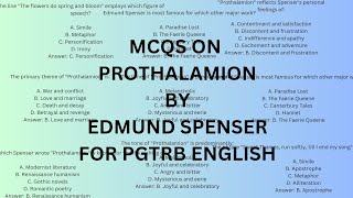 MCQS ON PROTHALAMION BY EDMUND SPENSER [upl. by Meg]