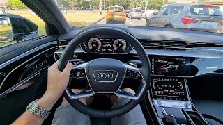 2022 Audi A8 L 60 TFSI Quattro 40 V8 460 HP POV Test ride  consumption 23 CARiNIK [upl. by Rochemont]