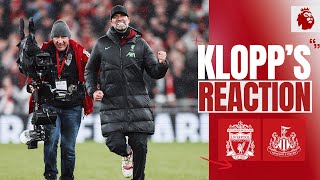 Klopps Reaction I LOVED The Game The Atmosphere  Liverpool 42 Newcastle United [upl. by Ahsimot790]