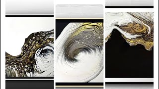 3 Amazing BlackWhiteSilverGold Fluid Pour Compilation Video  Acrylic Pour [upl. by Ecnarret]