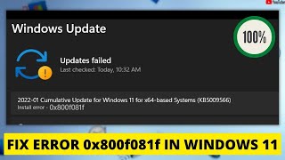 Fix Install Error 0x800f081f Windows 11 [upl. by Akived427]