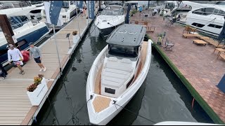 The NEW Schaefer Yachts V33 Cabin Version at the Palm Beach International Boat Show [upl. by Anaeerb]