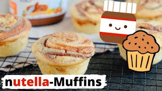 NutellaMuffins mit flüssigem NutellaKern  Einfaches MuffinRezept mit Nutella [upl. by Kennett]