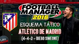 ESQUEMA TÁTICO DO ATLÉTICO DE MADRID 442 Diego Simeone  Football Manager 2016 FM 2016 [upl. by Tillinger]