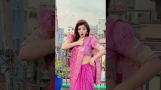 Pronome Nafi New Hot TikTok Video in Pink Saree 😍🥵 dance tiktok shorts [upl. by Namrej]