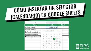 Cómo insertar un selector calendario de fechas en una celda de Google Sheets [upl. by Dnomder725]