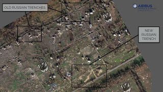 Satellite Photos of Krynky  Russia Building Defensive Fortifications and Signs of Heavy Shelling [upl. by Ttekcirc]