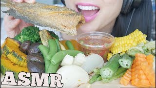 ASMR Veggies  Spicy Thai dipping Sauce น้ำพริกกะปิ EATING SOUNDS NO TALKING  SASASMR [upl. by Aerbua]