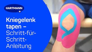 Kniegelenk tapen Anwendung DermaPlast® ACTIVE Kinesiologisches Tape [upl. by Ahtnama]