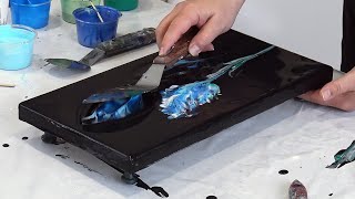 PALETTE KNIFE Painting with FLUID Acrylic  Flower Dip  Fluid Art in Fionas Art Lab [upl. by Rabbi]