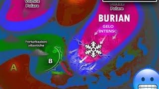 METEO ITALIA arriva il BURIAN Preparatevi a forti tempeste di neve da nord a sud [upl. by Treharne]