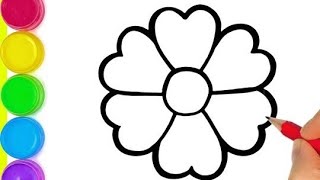 How to Draw a Flower Drawing  Flower Drawing easy step by step drawing for beginners in easy way [upl. by Annaili]