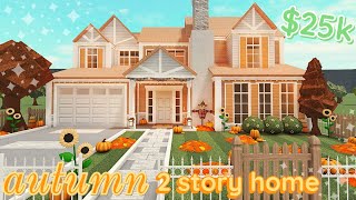 25k Autumn Bloxburg House Build 2 Story Exterior WITH VOICE [upl. by Hochman]