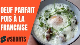 Oeuf parfait petit pois à la française et émulsion au lard  sous vide à la maison shorts [upl. by Hobart803]