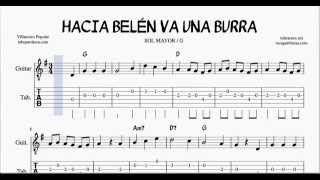 Hacia Belén Va una Burra Sol M Tablatura y Partitura del Punteo de Guitarra con Acordes [upl. by Tiebout323]