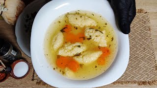 Domaca Pileca Supa Sa Griz Knedlama  Homemade Chicken Soup With Dumplings [upl. by Roselia102]