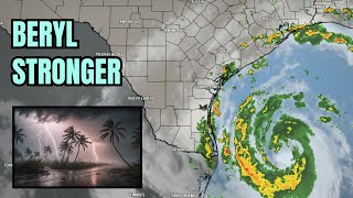 LIVE COVERAGE Beryl stronger as it approaches Texas [upl. by Hillie]