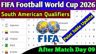 South American Qualifiers New Point Table Standing Update After Match Day 09  FIFA World Cup 2026 [upl. by Dj685]