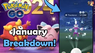 JANUARY 2024 Event Breakdown In Pokémon GO  Community Day Research Raids amp Spotlight Hours [upl. by Plumbo849]