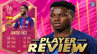 5⭐5⭐ 96 PREMIUM FUTTIES ANSU FATI SBC PLAYER REVIEW  FIFA 23 ULTIMATE TEAM [upl. by Yrreb]