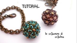 Tutorial Sfera Rivestita con Twin Beads  Superduo Bicono e Perle Swarovski  Beaded Bead [upl. by Japeth233]